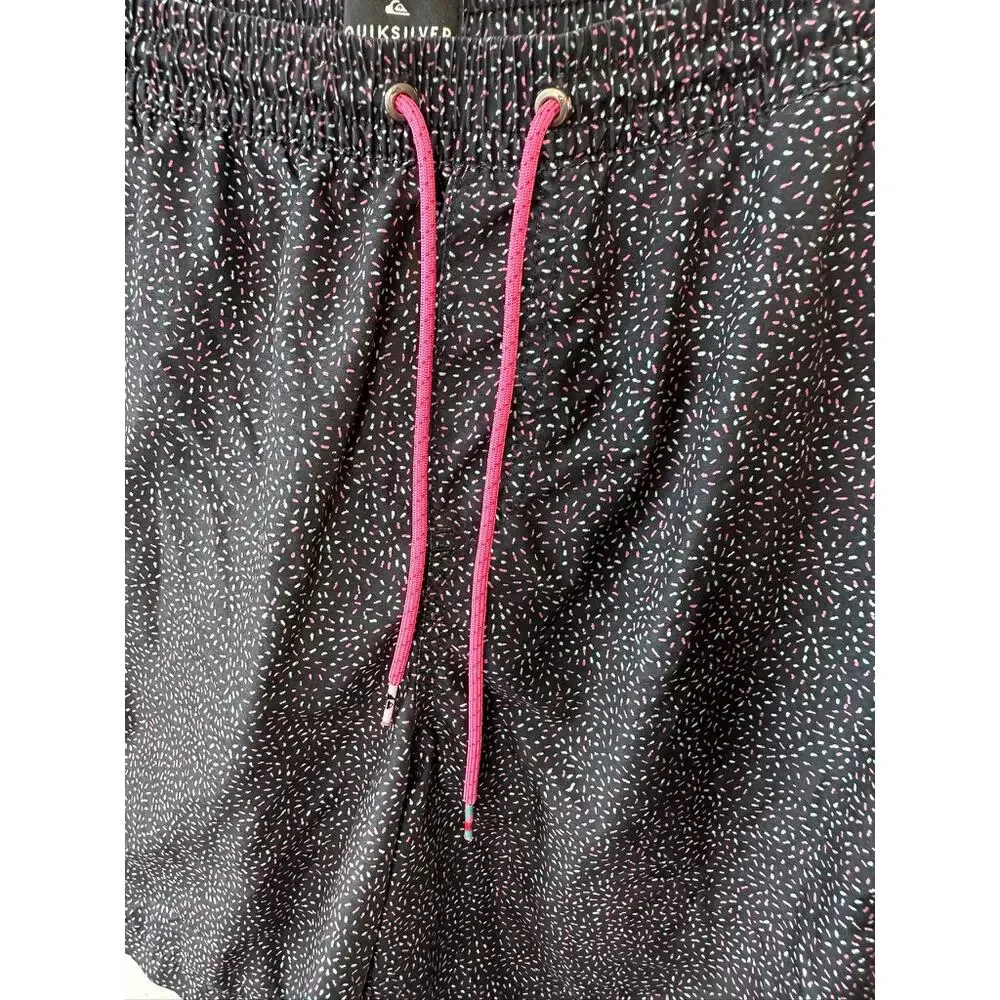 Quiksilver Volley Shorts Black Print Lined Shorts w/ Pockets Men's Size Large